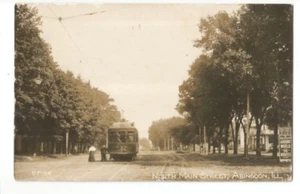 RPPC Abingdon Illinois TROLLEY DEPOT TRAIN STATION REAL PHOTO RP CRYSTAL ISLAND - Picture 1 of 2