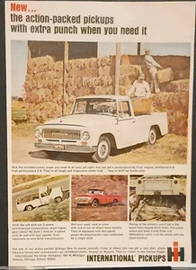 1965 International Harvester Pickup Truck Print Ad 3 speed V8 4 Cycle Hay Bales - Picture 1 of 1