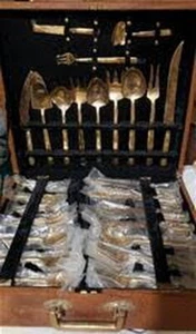 Vintage Flatware Silverware Set Nickel Bronze Thailand Circa 1973 Thai - Picture 1 of 9