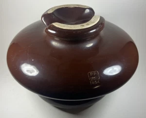 Isolatore ceramica marrone porcellana vintage PP INC 1956 - 10 pollici x 7 pollici grande/pesante - Foto 1 di 9