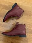 A.Soliani Arco Cherry Wine Maroon Leather Boots Size 39