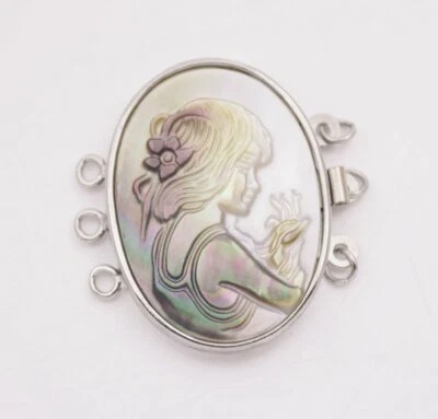Natural Gray Shell Cameo Beauty Jewelry Clasps  25mmX30mm Ellipse - Image 1 of 4