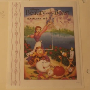 V756 St Vincent - MNH - Cartoons - Disney's - Beauty and the Beast $6 Stamp - Picture 1 of 2