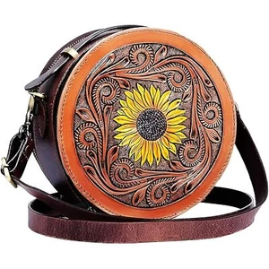 Sac à main tournesol en cuir - Sac à main tournesol cousu main pour femme - Sac Western... - Photo 1 sur 9