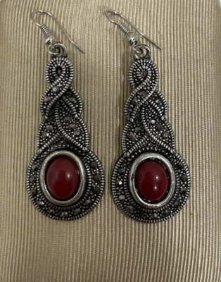 Elegant Marquisate Crystals on Silver Drop Style Dangle Earrings IN GIFT BOX - Image 1 of 4