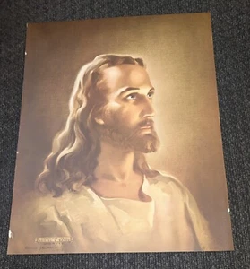 Vintage 1940s Warner Sallman Lithograph of Jesus ~ Copywriting 1941 - Picture 1 of 5