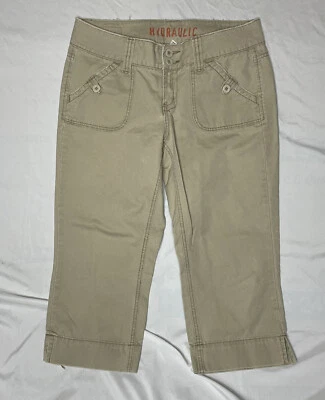 Pantalón Capri Hidráulico Beige Caqui 100% Algodón tiro Medio Mujer Junior Talla 9/10 Foto 1 de 4