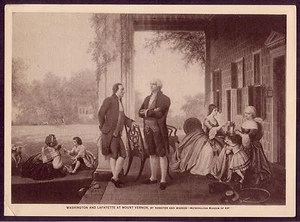 Vintage George Washington Lafayette Mount Vernon Art Print - Picture 1 of 1