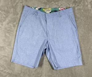 Tabs Leinenmischung Chino Shorts 8" Herren Größe 32 blau Strand Boot (ausblassende Linien) - Bild 1 von 7