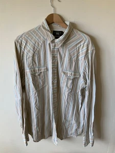 RRL western shirt - cream and blue stripe - size xl - Picture 1 of 5