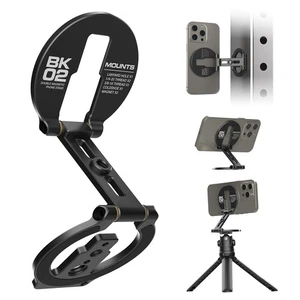 Double Phone Holder Mount Tripod Dual Magnetic Foldable Gym Stand 1/4"-20 Photo - Picture 1 of 15