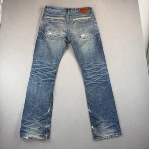 Pantalones de mezclilla con ribete para hombre 31x32 bigotes panal triturado pierna recta mini marca - Imagen 1 de 22