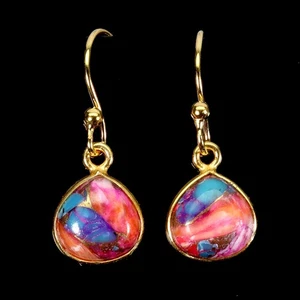 925 Sterling Silver Earrings Heart Kingman Turquoise 9mm Gemstone Jewelry - Picture 1 of 14