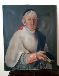 Pintado Antigua -aceite En Lona Retrato Monseñor Scuola Napoletana XIX Siglo - Bild 1 von 7