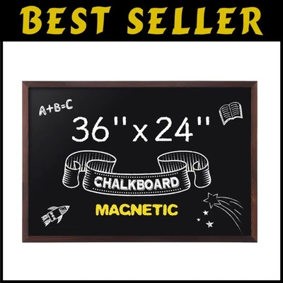 36x24 Magnetic Chalkboard, Wooden Frame, Hanging Blackboard - Image 1 of 4