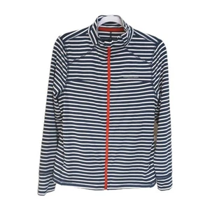 Vinyard Vines Performance Womans Top Size M Blue Stripe Red Full Zip Nautical - Picture 1 of 16