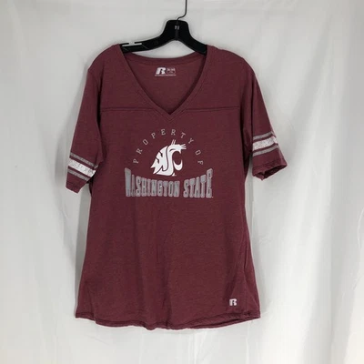 Camiseta WSU Washington State University Cougars gola V tamanho 2X feminina Russell - Imagem 1 de 4