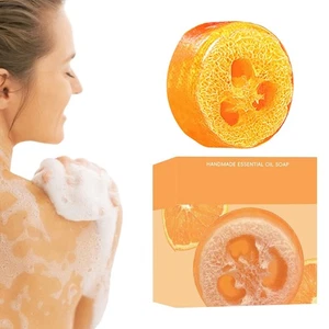 Kurkuma Badeseife Aufhellendes Seifenstück mit Schaumdichte handgemachte Luffa Seife - Bild 1 von 12