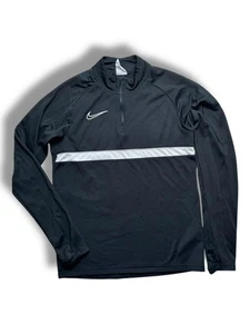 Nike Dri-Fit Quarter Zip Training Top Small Black White Long Sleeve Pullover VGC - Picture 1 of 10