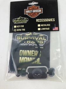 Harley Davidson Grey & Black Paracord 550# Survival Strap Gear Tag Zubehör NEU - Bild 1 von 4