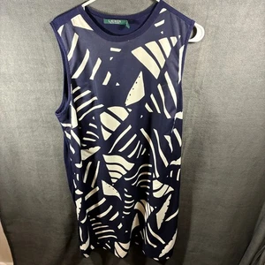 lauren ralph lauren women midi tank dress 1x coastal beachy tropical geometric - Picture 1 of 7
