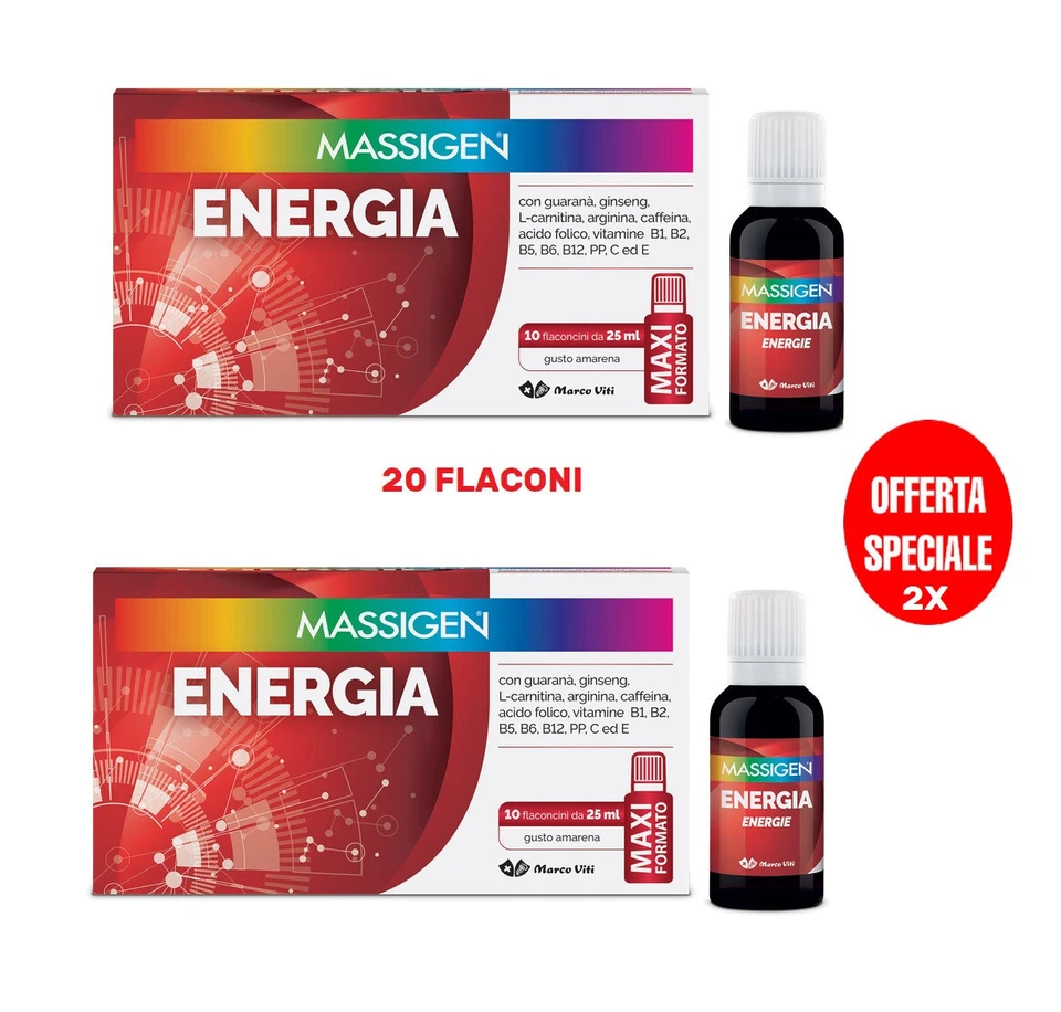 MARCO VITI FARMACEUTICI SPA MASSIGEN ENERGIA 20 FLACONI DA 25 ML - Marco Viti