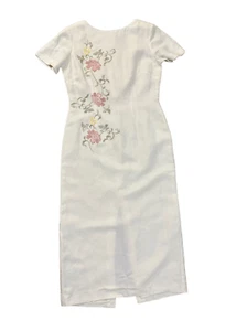 Jessica Howard Vintage ivory embroidered floral minimalist cottagecore linen ble - Picture 1 of 9