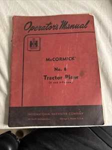 McCormick No 8 Tractor Plow Operators Manual - Picture 1 of 4