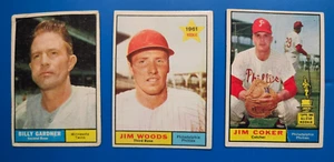 1961 Topps Baseball 3 Cards: Billy Gardner, Jim Woods, Jim Coker - Picture 1 of 2