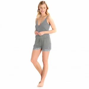 Traje de juego LASCANA con dobladillo de encaje en gris marga talla 16 - Imagen 1 de 2
