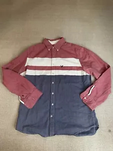 Camicia American Eagle uomo grande alta rossa, bianca e blu manica lunga con bottoni - Foto 1 di 8