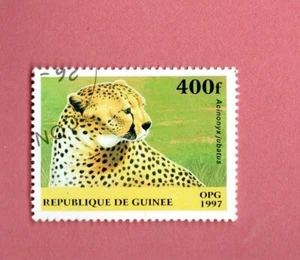 SELLO POSTAL DE GATO SALVAJE USADO REP DE GUINEE - Imagen 1 de 1