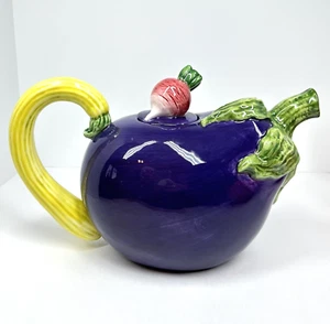 Gärtner Geschenk Teekanne Krug Keramik Aubergine Zwiebel Frühling Abt. 56 - Bild 1 von 10