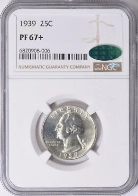 1939 Washington Quarter NGC PF67+ CAC PR67+ - Image 1 of 2