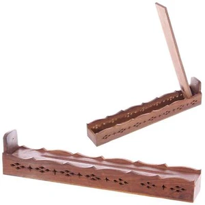 Wooden Incense Burner Boat Josh Stick Storage Lid Ash Catcher Home Fragrance - Picture 1 of 5