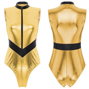 Women Bodysuit Music Catsuit Festival Leotard Club Costume Zipper Jumpsuit Tops - Picture 1 of 36