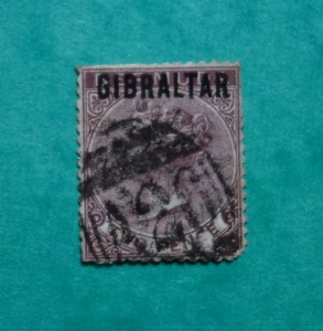 Stamp GIBRALTAR optd on Revenue 1886 SG#3. Rare cancellation Z5.#OD603 - Picture 1 of 1