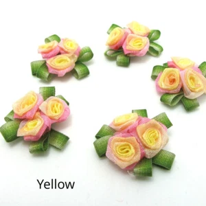 10x Rose Silk Flower Head Applique Sew 1.18 Inch for Craft Dress Decor Cute Gift - Picture 1 of 15