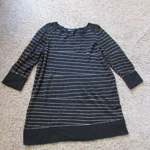 Lane Bryant 18/20 2x Schwarz Gold Metallic Pullover Pulli Perlen Schulter länger - Bild 1 von 3