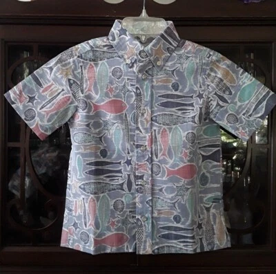 Reyn Spooner Niño Colección Alfred Shaheen EBB TIDE Infinito Azul Talla Grande Foto 1 de 4