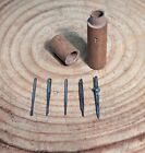 Set of 5 Vintage Archimedes Drill Bits in a Wooden Pot.