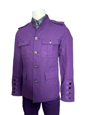 Tripp NYC Military Army Biker Goth Joker Purple Punk Gothic Skull Jacket - Image 1 of 4
