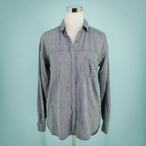 Wilfred Free Aritzia Size Small S Blue Chambray Collared Button Long Sleeve Top - Picture 1 of 6
