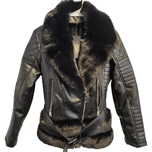 Miss Top GunLederjacke mit Kunstfellkragen Gr. M Kunstleder Bomberjacke - Bild 1 von 14