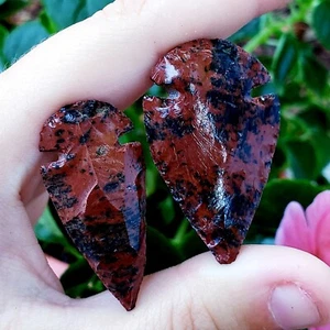 Mahagoni Obsidian - Natürlicher metaphysischer Kristall Heil Edelstein Pfeilspitzen 2 Stück - Bild 1 von 7