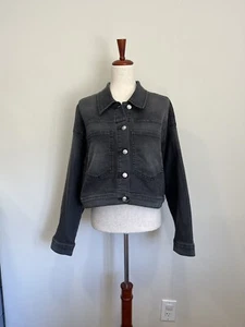 NWT $150 Michael Kors Women’s Cropped Grey Denim Jacket Size XL - Picture 1 of 6