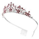 Bride Crown Bridal Metal Wedding Headband Pink Hair Jewelry
