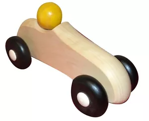 Wooden Car Handmade Toy Natural Vehicles 19 cm Christmas Gift Yellow - Picture 1 of 2