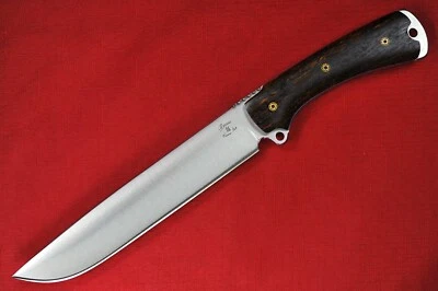 Busse Combat Custom SAR8 .23" Convexo Satinado INFI, Azul/Marrón Mango Roble Rizado Foto 1 de 4