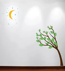 Großer Wand Baum Kinderzimmer Aufkleber Nacht Eiche Sterne Mond Sticker abnehmbar Schlafzimmer - Bild 1 von 6